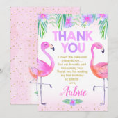 Paarse Roze Flamingo Verjaardag Bedankt Card Kaart (Voorkant / Achterkant)