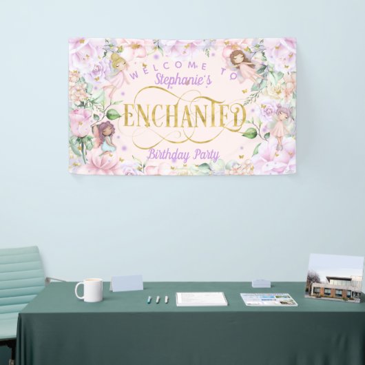 Paarse roze flauwvallen spandoek (Beurs)