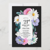 Paarse roze Floral 21e verjaardag Kaart (Voorkant)