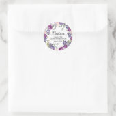 Paarse roze Floral Baptism Envelope Seal Ronde Sticker (Tas)