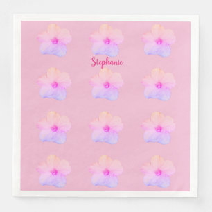 Paarse roze Floral Birthday Wedding Vrijgezellenfe Servet