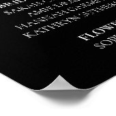 Paarse roze Floral Black Wedding Party Poster (Hoek)