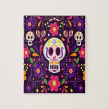 Paarse roze Floral Day of the Dead