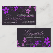 Paarse roze Floral Designer Visitekaartje (Voorkant / Achterkant)