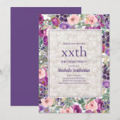 Paarse roze Floral elke dag Kaart (Voorkant / Achterkant)