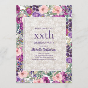 Paarse roze Floral elke dag Kaart