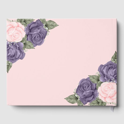 Paarse roze Floral in het liefhebben van geheugen  Gastenboek (Achterkant)
