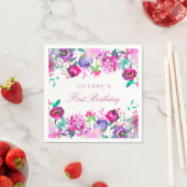 Paarse roze Floral-meisje 1 september Napkin Servetten (Insitu)