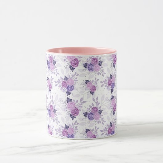 Paarse roze Floral  Mok (Midden)
