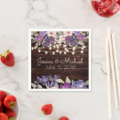 Paarse roze Floral Rustic String Light Wedding Servet (Insitu)