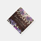 Paarse roze Floral Rustic String Light Wedding Servet (Hoek)