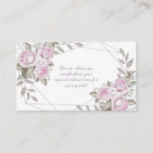 Paarse roze Floral Silver Glitter Informatiekaartje (Voorkant)
