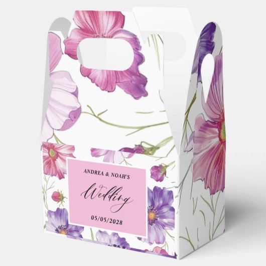 Paarse roze Floral Wedding Bedankdoosjes (Geopend)