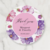 Paarse roze Floral Wedding Bedankjes Labels (Achterkant)