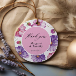 Paarse roze Floral Wedding Bedankjes Labels