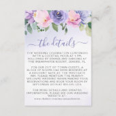 Paarse roze Floral Wedding Informatiekaartje (Voorkant)