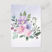 Paarse roze Floral Wedding Informatiekaartje (Achterkant)