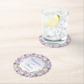 Paarse roze Floral Wedding Kartonnen Onderzetters (Insitu)