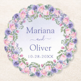 Paarse roze Floral Wedding Kartonnen Onderzetters