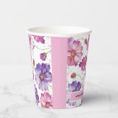 Paarse roze Floral Wedding Papieren Bekers (Rechts)