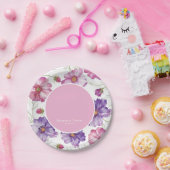 Paarse roze Floral Wedding Papieren Bordje (Feest)