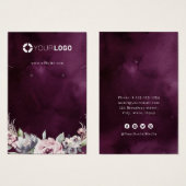 Paarse roze florale aangepaste logo oorscherm visitekaartje (Voorkant /achterkant)