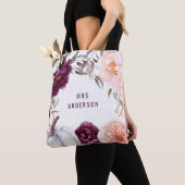 paarse roze florale elegant op maat tote bag (Dichtbij)