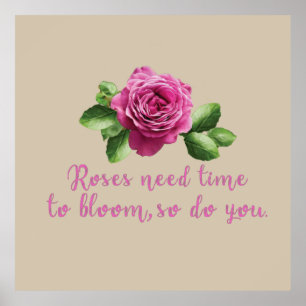 paarse roze florale roos poster