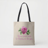 paarse roze florale roos tote bag (Voorkant)