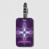 Paarse roze fractale ventilator bagagelabel (Voorkant (verticaal))