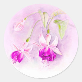 Paarse & roze fuchsia bloemkunst bruiloft sticker