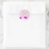 Paarse & roze fuchsia bloemkunst bruiloft sticker (Tas)