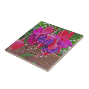 PAARSE & ROZE FUCHSIA KERAMISCHE TEGEL/TRIVET TEGELTJE
