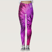 Paarse roze Fuchsia Psychedelic Starburst Tie Dye Leggings (Voorkant)