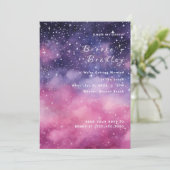 Paarse Roze Galaxy Ster Trouw Kaart (Staand voorkant)