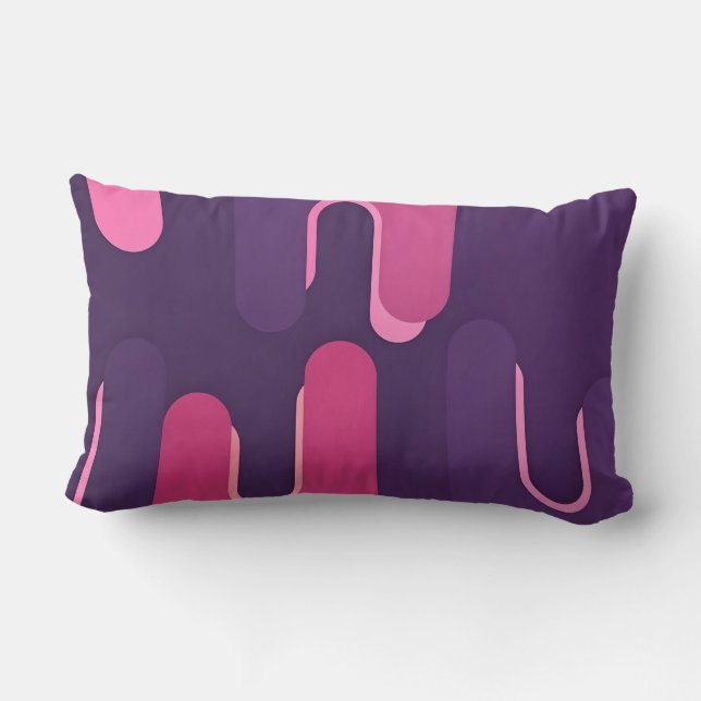 Paarse Roze Gebogen Abstracte Worp Kussen (Achterkant)
