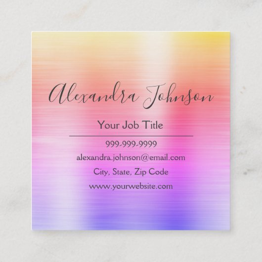 Paarse Roze Geborsteld Metalen Wimper Extensies Vierkante Visitekaartje (Achterkant)