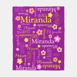 Paarse roze geel meisjes Miranda naam deken