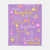 Paarse roze geel meisjes naam Kamilah bloem Fleece Deken (Voorkant)