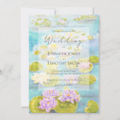 paarse roze geel waterlelie vijveraquarel kaart (Voorkant)