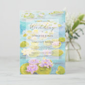 paarse roze geel waterlelie vijveraquarel kaart (Staand voorkant)