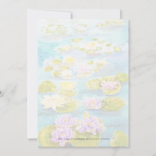 paarse roze geel waterlelie vijveraquarel kaart (Achterkant)