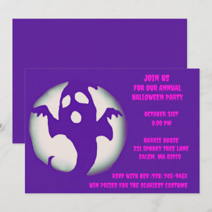 Paarse Roze Geest Griezelige Halloween Spokerige F Kaart