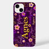 Paarse roze gele bloemen en naam Agnes Case-Mate iPhone Case (Achterkant)