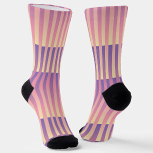 Paarse Roze Gele Gestreepte Patroon Sokken