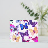  Paarse roze gele kleurige vlinders Briefkaart (Staand voorkant)