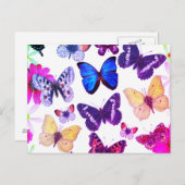  Paarse roze gele kleurige vlinders Briefkaart (Voorkant / Achterkant)