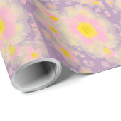 Paarse roze gele lentbloemen cadeaupapier (Rol Hoek)