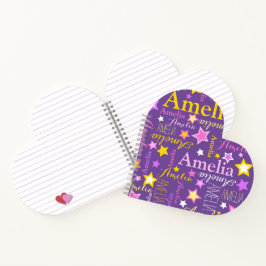 Paarse roze gele meisjes naam Amelia sterren patro Notitieboek