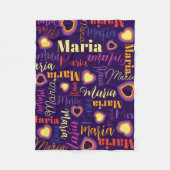Paarse roze gele meisjes naam Maria harten Fleece Deken (Voorkant)
